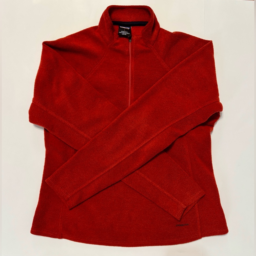 Womens Vintage Patagonia Capilene Burnt Orange Fleece 1/4 Zip Jacket Size L